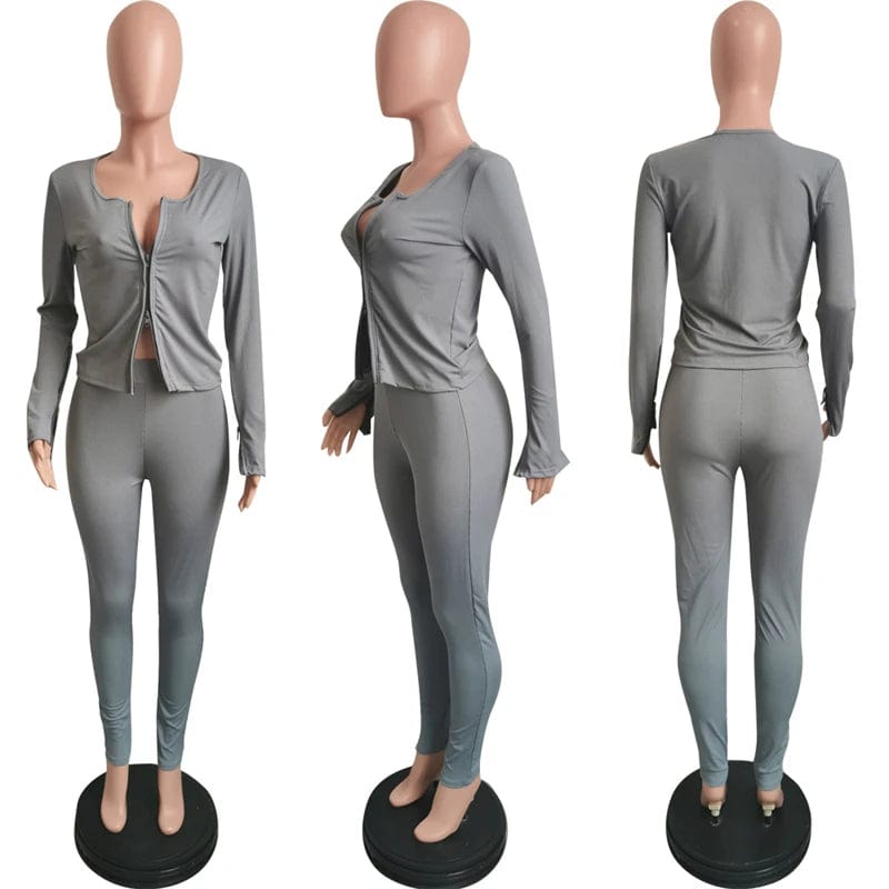 spring 2024 cheap women double zipper crop top and butt lifting legging set high quality women casual clothing for women sexy