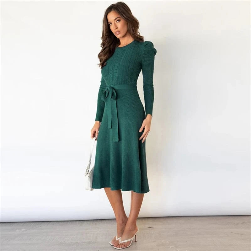spring 2024 new arrivals custom ladies white long sleeve knit jersey midi sweater dress female women winter clothing fall outfit