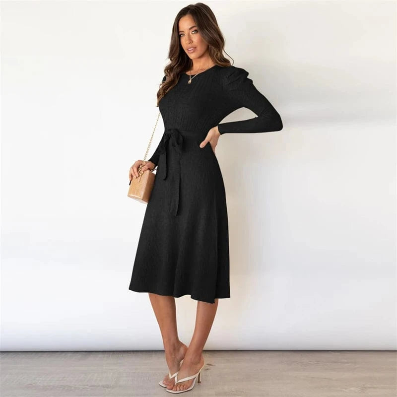 spring 2024 new arrivals custom ladies white long sleeve knit jersey midi sweater dress female women winter clothing fall outfit