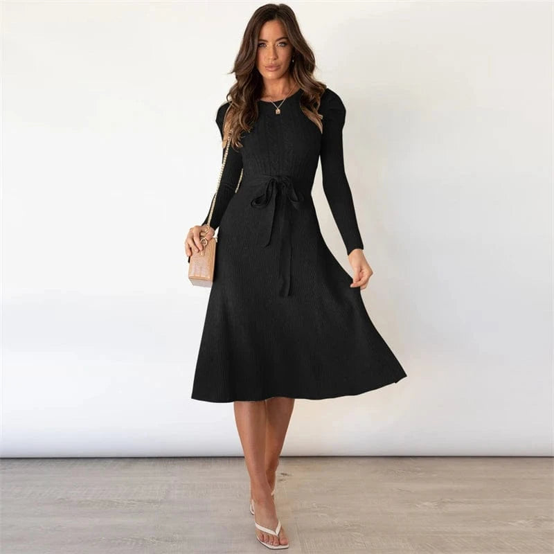 spring 2024 new arrivals custom ladies white long sleeve knit jersey midi sweater dress female women winter clothing fall outfit