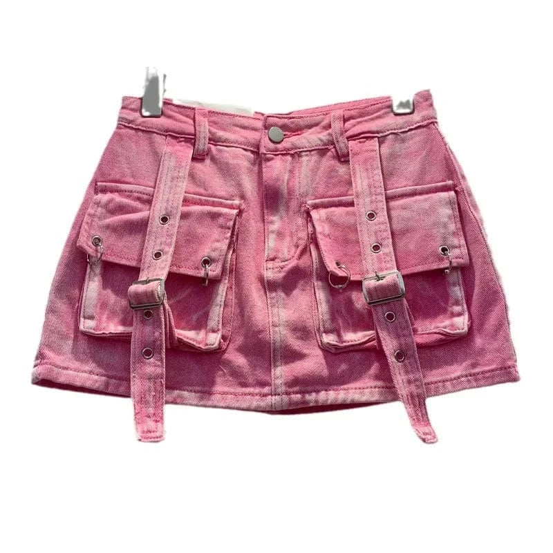 Spring 2024 Womens Clothing Cargo Denim Pretty Short Jeans Mini Skirt for Ladies Jeans Cargo Femme Skirts
