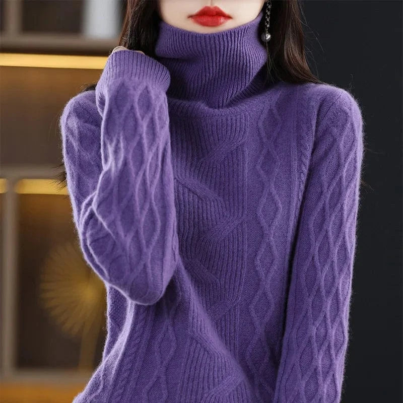 Spring and autumn best-selling high-quality fashion women's solid color semi-turtleneck long-sleeved loose knit pullover sweater