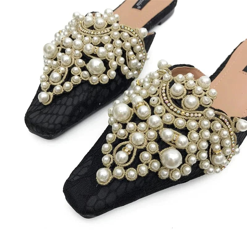 Spring/Autumn Fashion Sexy Women Shoes Elegant String Bead Crystal Patchwork Slip-On 35-39 Slipper NEW