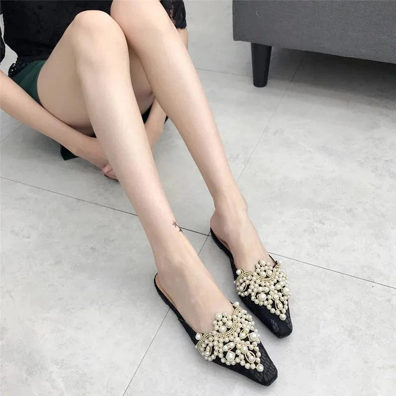 Spring/Autumn Fashion Sexy Women Shoes Elegant String Bead Crystal Patchwork Slip-On 35-39 Slipper NEW