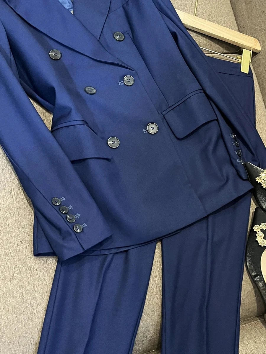 Spring Autumn Winter New Arrival Lady Office Formal Suit Long Sleeve Single Button Blazer Pencil Pants Women Solid 2Pcs