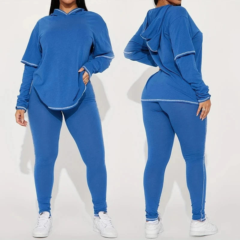 spring fall winter new women clothing ladies casual sports long sleeve hooded t shirt pants two piece women's sets