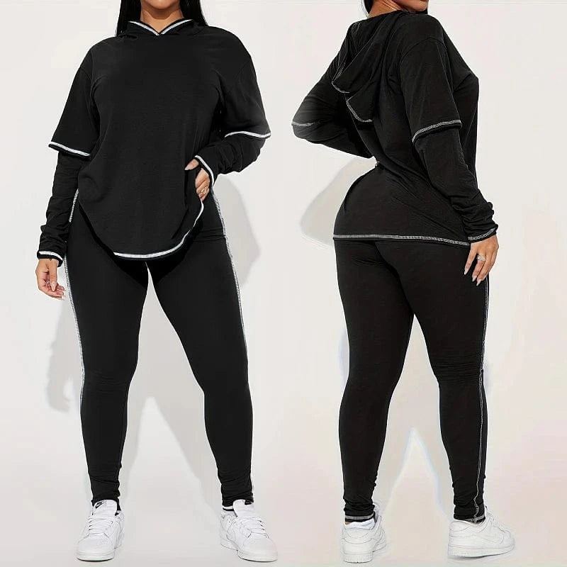 spring fall winter new women clothing ladies casual sports long sleeve hooded t shirt pants two piece women's sets