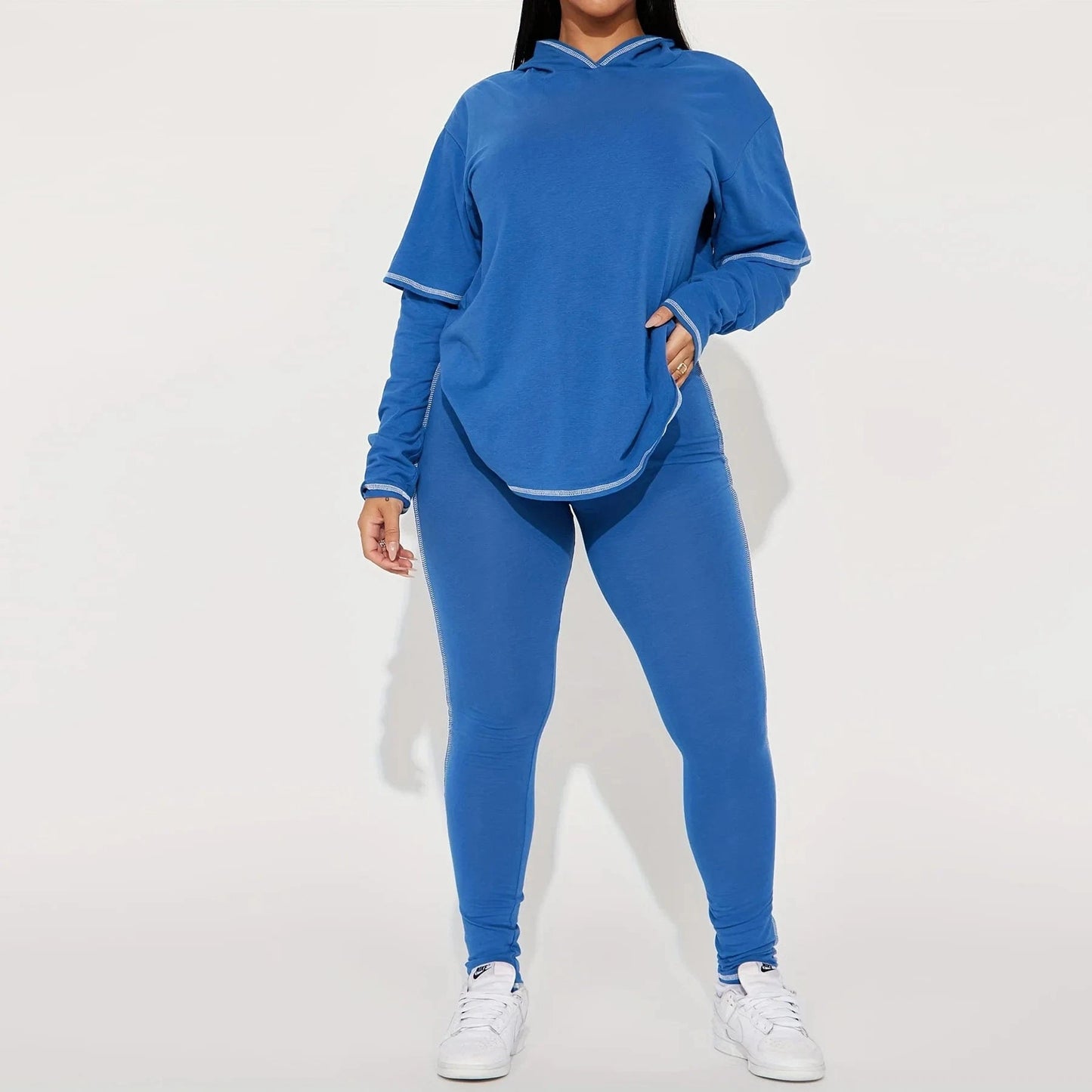 spring fall winter new women clothing ladies casual sports long sleeve hooded t shirt pants two piece women's sets