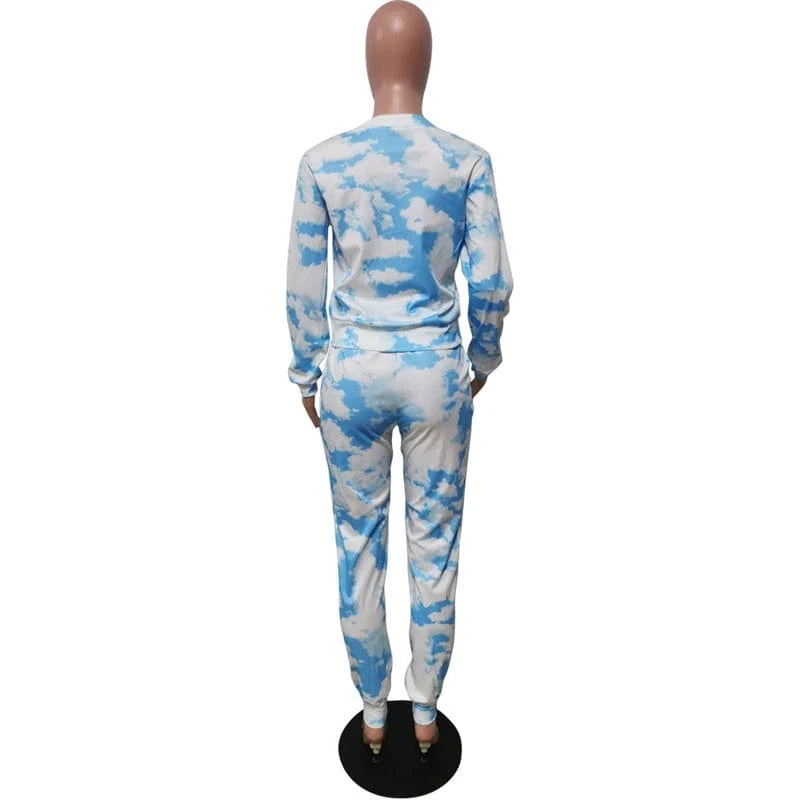 spring modest fashion women clothing collection spring 2024 print 2 two piece long sleeve t shirt and pants set outfit for women