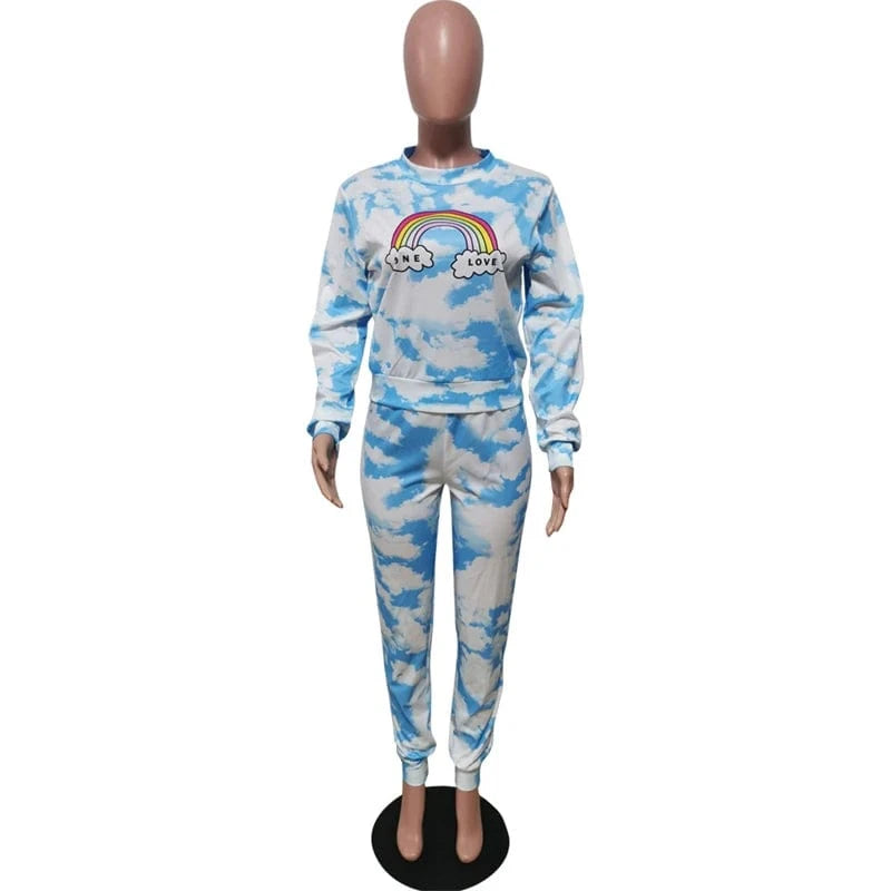 spring modest fashion women clothing collection spring 2024 print 2 two piece long sleeve t shirt and pants set outfit for women
