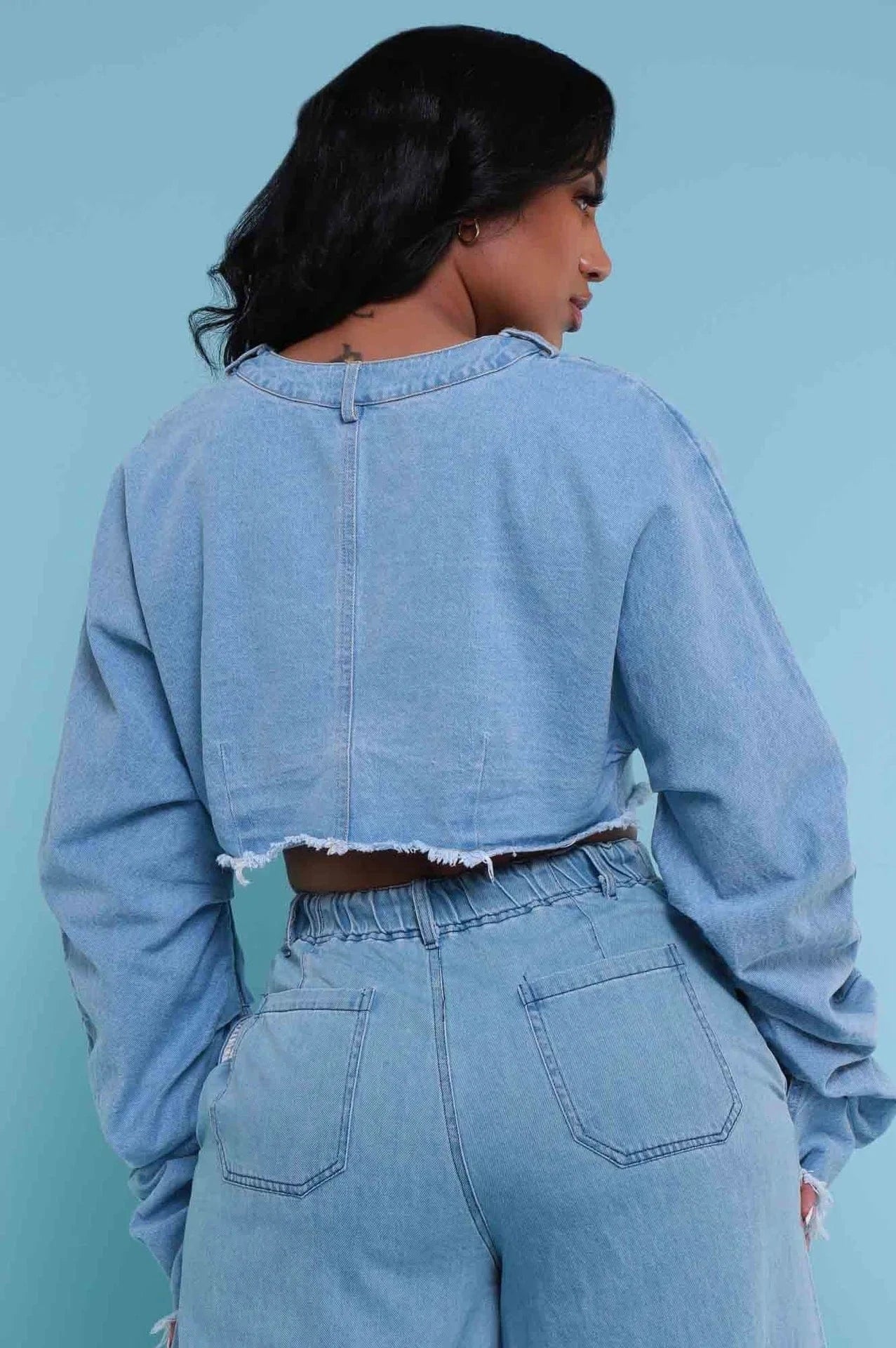 Spring two piece set women clothing 2023 denim style fashion women's jean jacket set