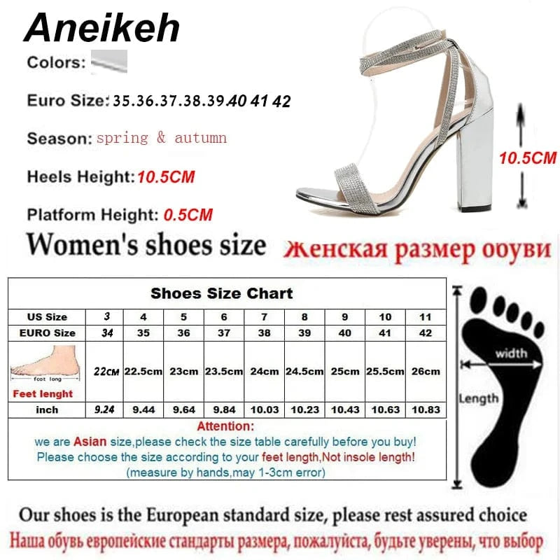 Square Heel Buckle Strap Gladiator 10.5 CM Wedding Pumps Fashion Lady Shoes Silver Lace-Up Bling Crystal Sexy Women Sandals