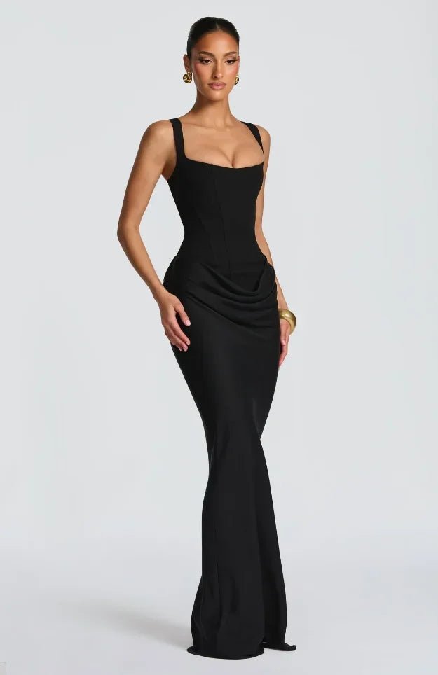 Square Neck Pleated Dress - SN Wigs & More