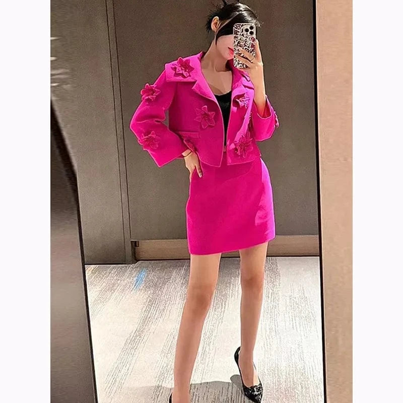 SR2244 Women Fashion New Arrivals Flowers Ladies Suits New Design Two Piece Set Women Clothing