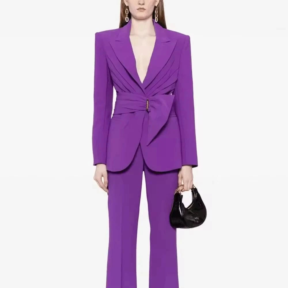 SR2317 High Quality New Styles Designer Set Celebrity Women Two Piece Set Women Clothing Belt With Ribbon
