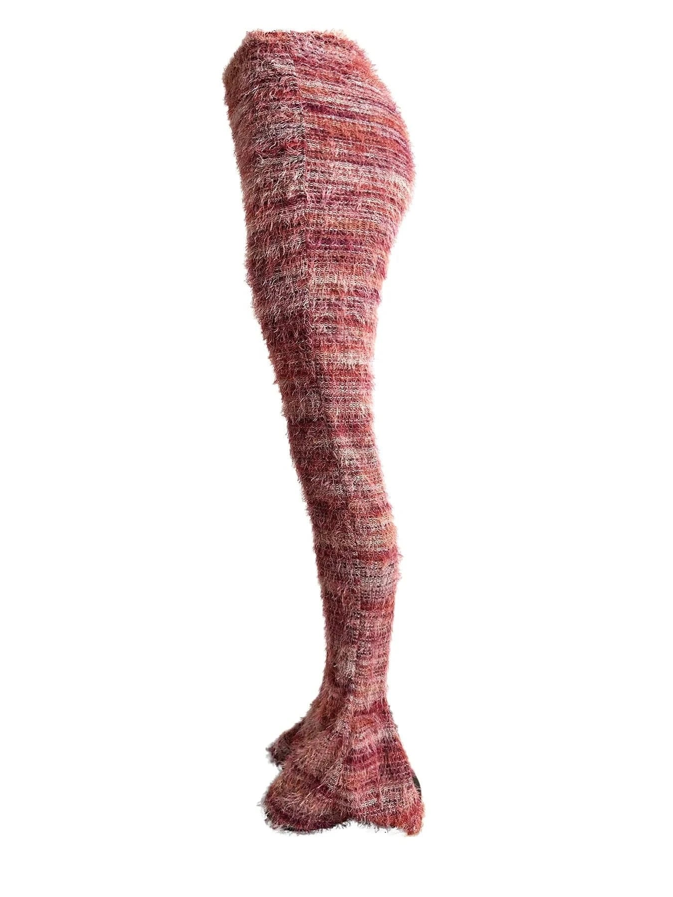 Stacked Furry Pants High Waist Fashion 2024 Women Winter Trouser Skinny Casual Sexy Club Trouser