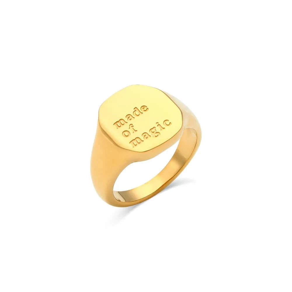 Stainless Steel Engraved English Letter Rings for Women Men 18K Gold PVD Plated Waterproof Sweet Words Rings Wholesale Bulk