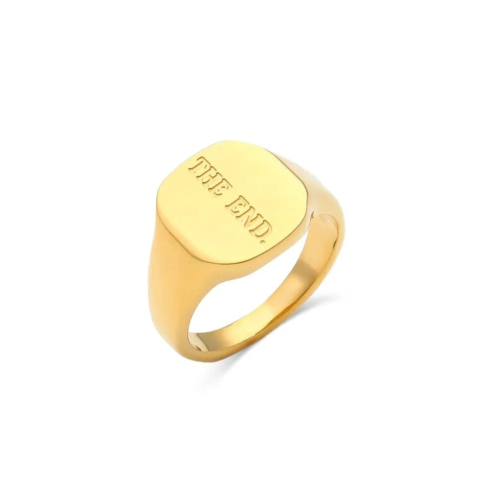 Stainless Steel Engraved English Letter Rings for Women Men 18K Gold PVD Plated Waterproof Sweet Words Rings Wholesale Bulk