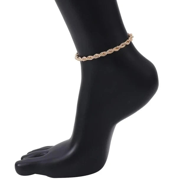 Stainless Steel Women Anklet Jewelry 14k Gold Twisted Rope Chain Anklet Hot Selling Leg Chain Anklets Beach Jewelry