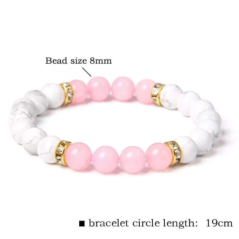 stone / 19CM / BR5602-2 Wholesale Bohemia Fashion Jewelry Handmade 8MM Natural Howlite African Turquoise Stone Beads Bracelet