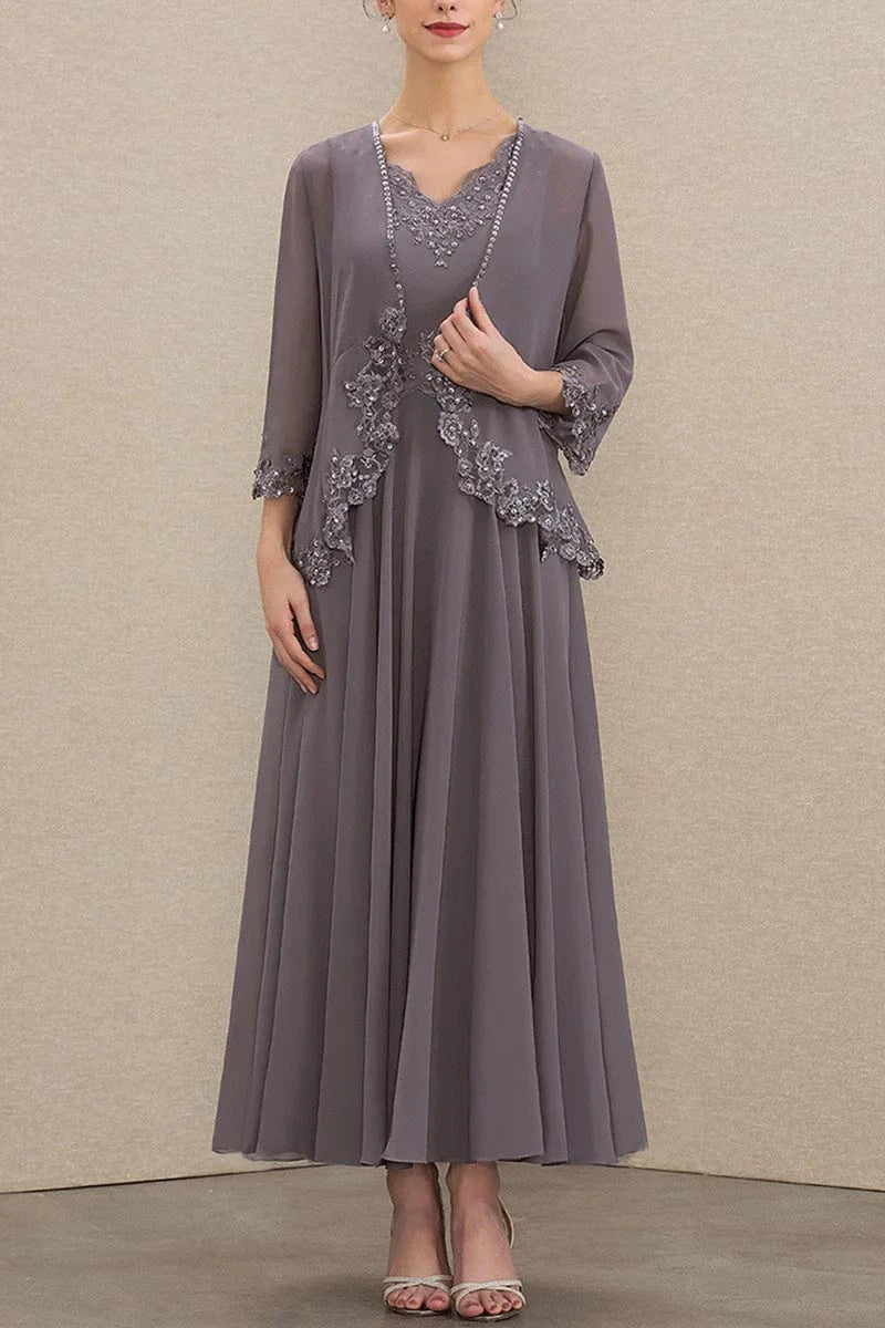 Stormy / 0XL Plus Size Beading Appliques Lace Sequins Two Pieces Maxi Dresses