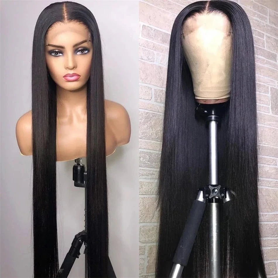 straight / 16 Inches 13x6 Hd Transparent medium brown Swisss Lace Frontal 100% raw virgin remy Human Wig for Black with Baby hair vendor