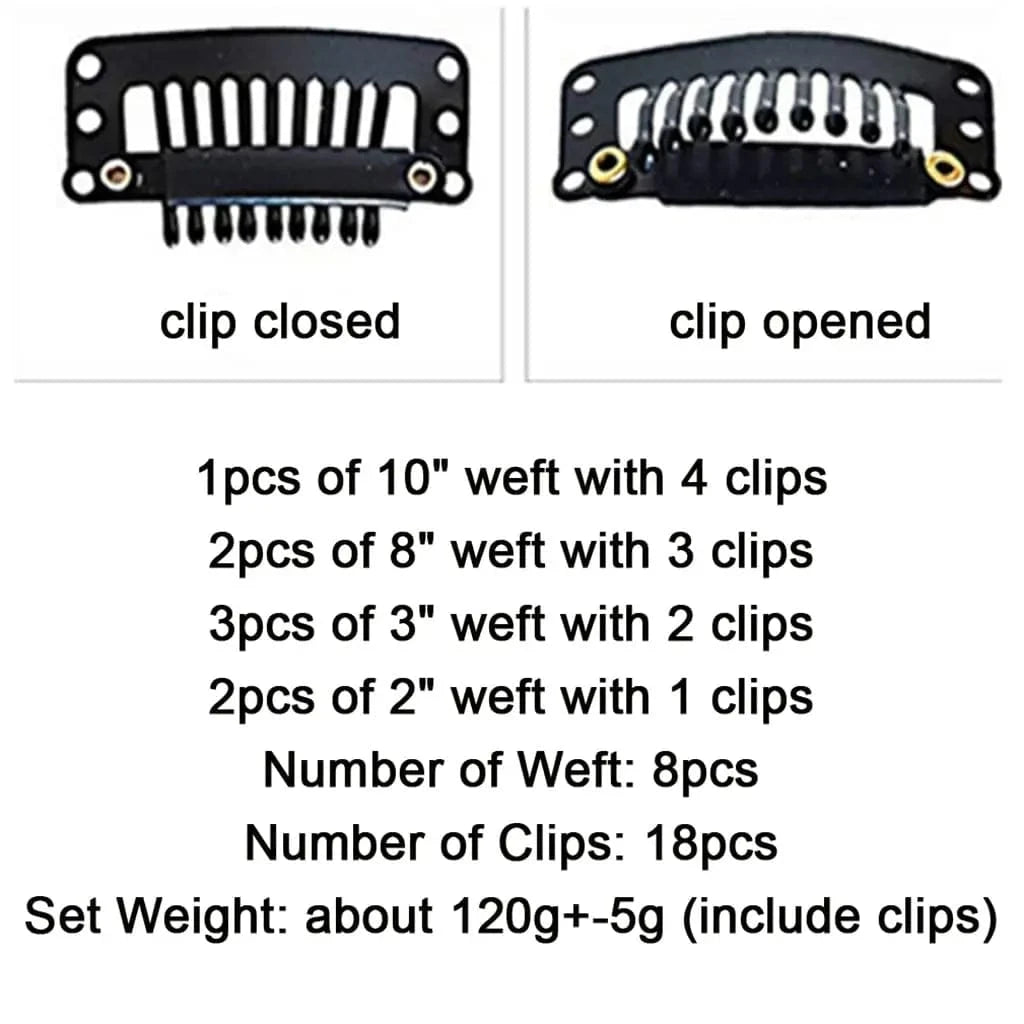 Straight Ombre Color T1B/4/27 Clip in Human Hiar Extensions for Black Women Brazilian Human Hair 8Pcs 120g/set 18 Inch #1B/4/27