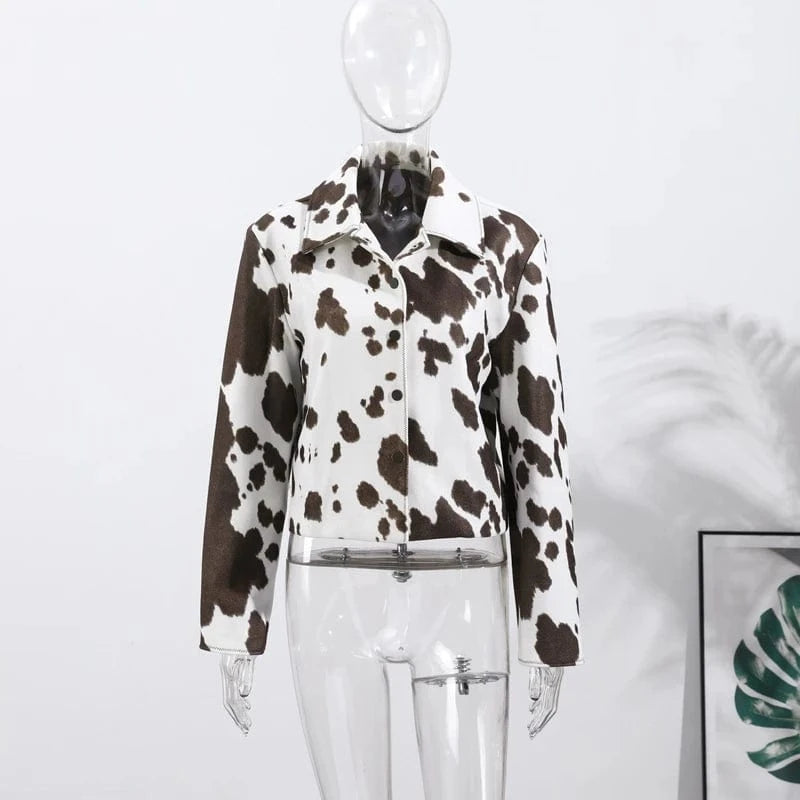 Street Leopard Print Women Short Jacket Elegant Lapel Button Long Flare Sleeve Female Outwear 2025 Autumn Lady Streetwear