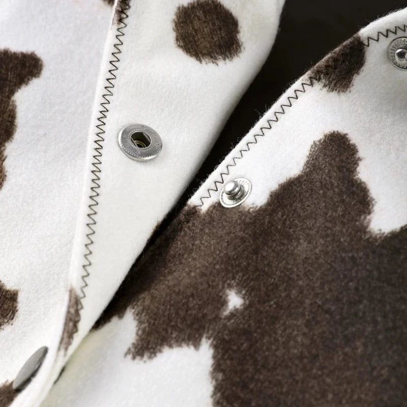 Street Leopard Print Women Short Jacket Elegant Lapel Button Long Flare Sleeve Female Outwear 2025 Autumn Lady Streetwear