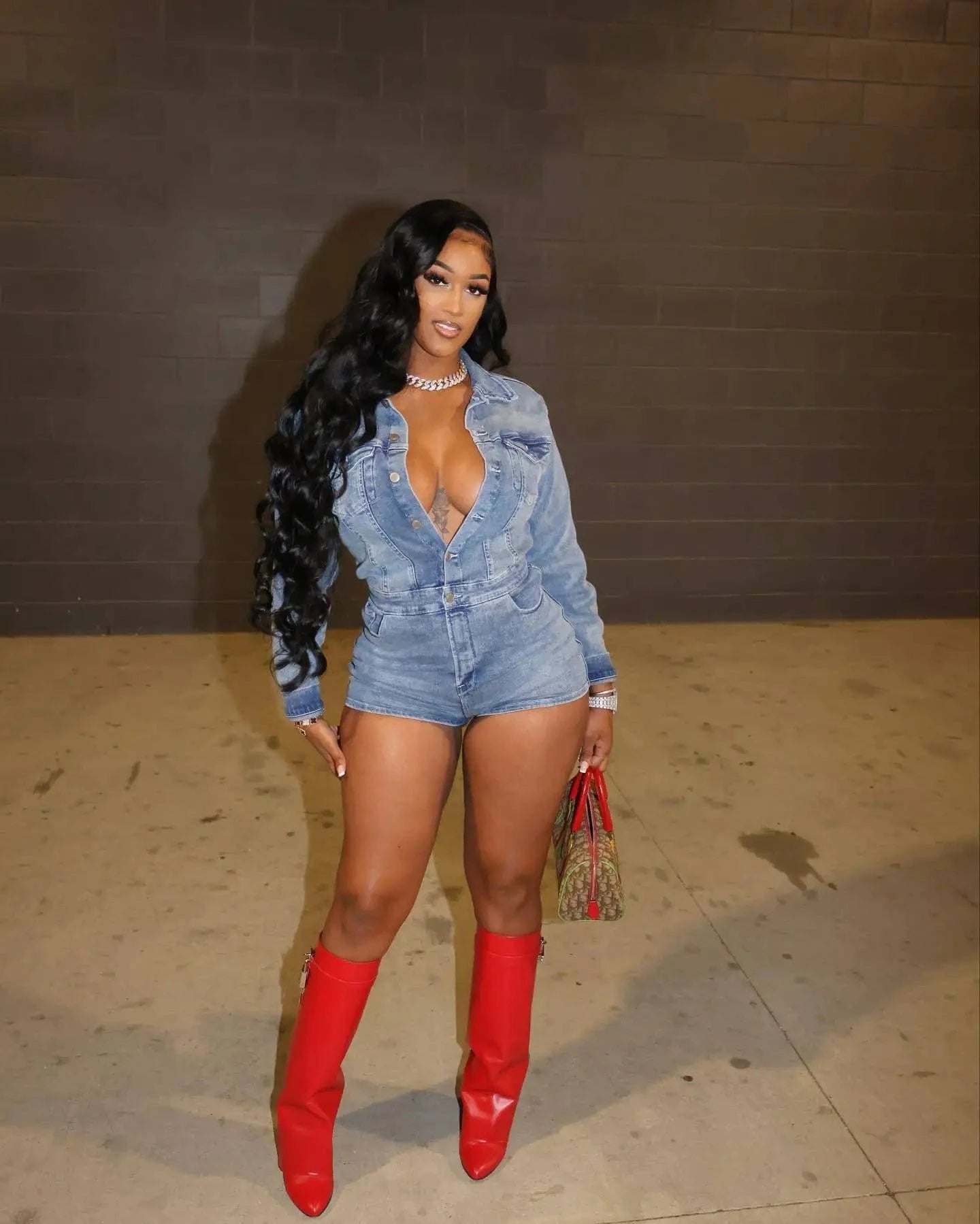 Streetwear Spring Sexy Fashion Long Sleeve Casual One Piece cargo Lady Shorts Washed Denim Jean Romper Women's Short Jumpsuit