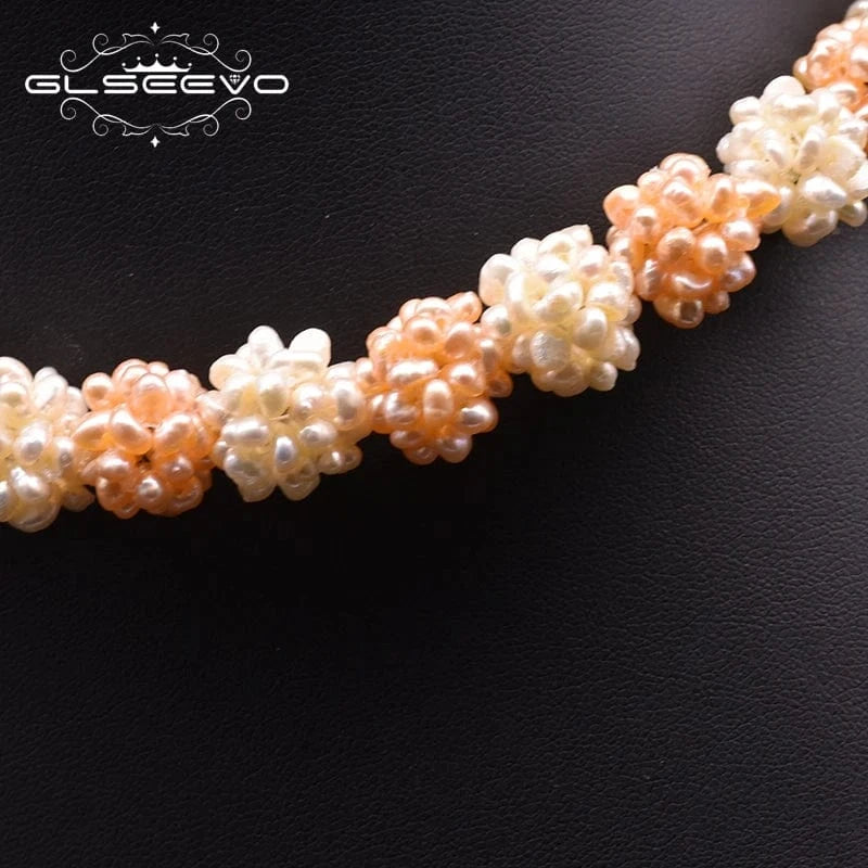 style 1 Natural Small Pearl Flower Collar Romantic Fashion Choker Necklace For Women Party Statement Jewelry