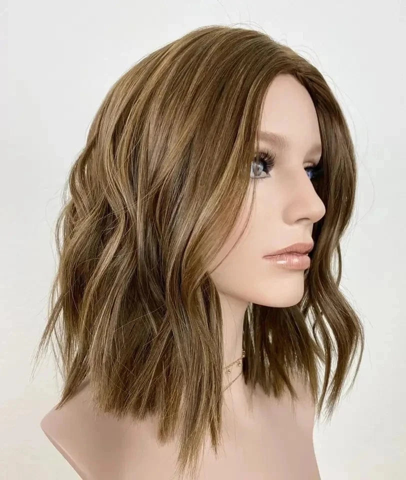 Style 3 / 26 Inches Dark Color European Human Hair Lace Front Wig Natural Wave Highlight Color Glueless Wigs Human Hair