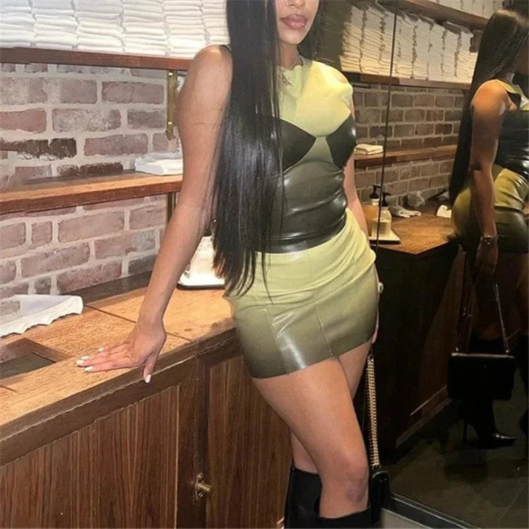 Summer 2 Piece Skirt Sets Streetwear Women 2024 Gradient Print O Neck Bodycon Tank Top And Mini Matching Skirt