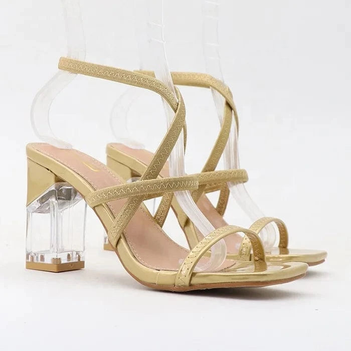 summer 2023 fashion trend plus size chunky transparent square 8.5cm heels shoes for women and ladies female heeled sandals