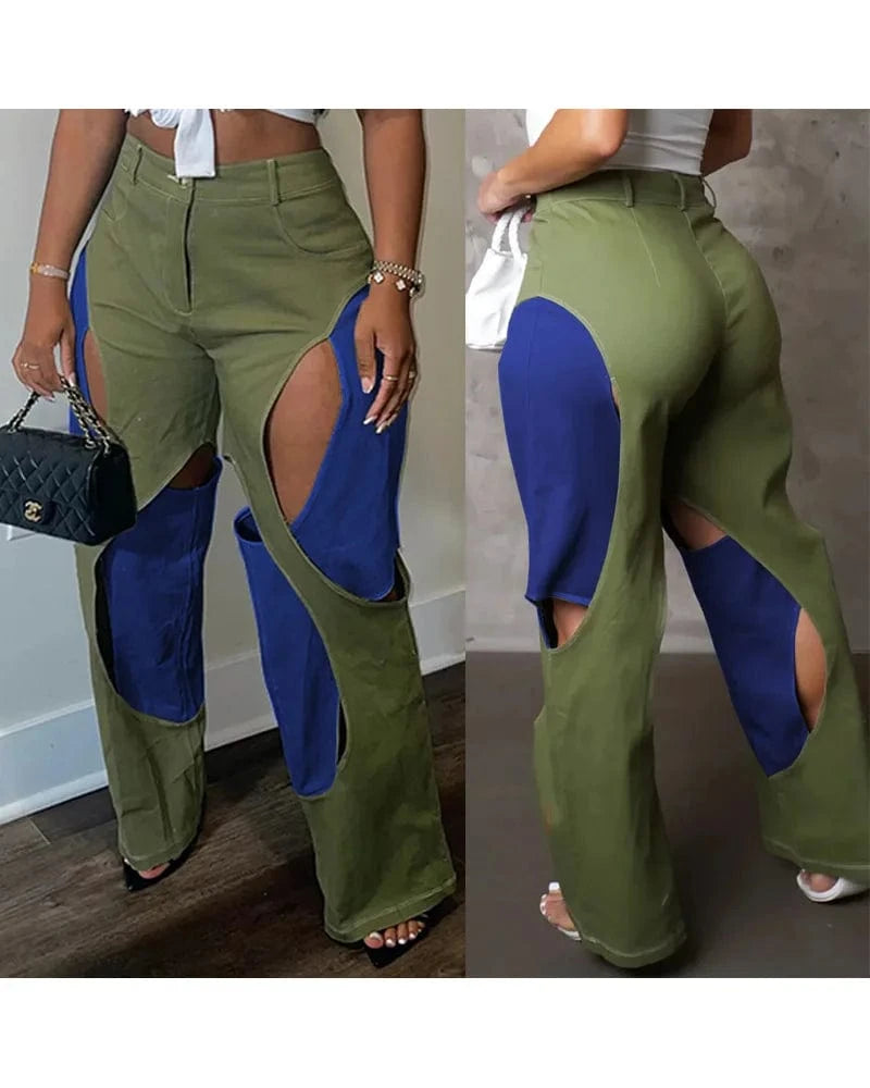 Summer 2023 Womens Clothing Hollow out Pants Women's Fashion Casual Ladies Patchwork Pants&trousers for Women