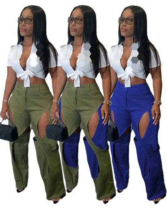 Summer 2023 Womens Clothing Hollow out Pants Women's Fashion Casual Ladies Patchwork Pants&trousers for Women