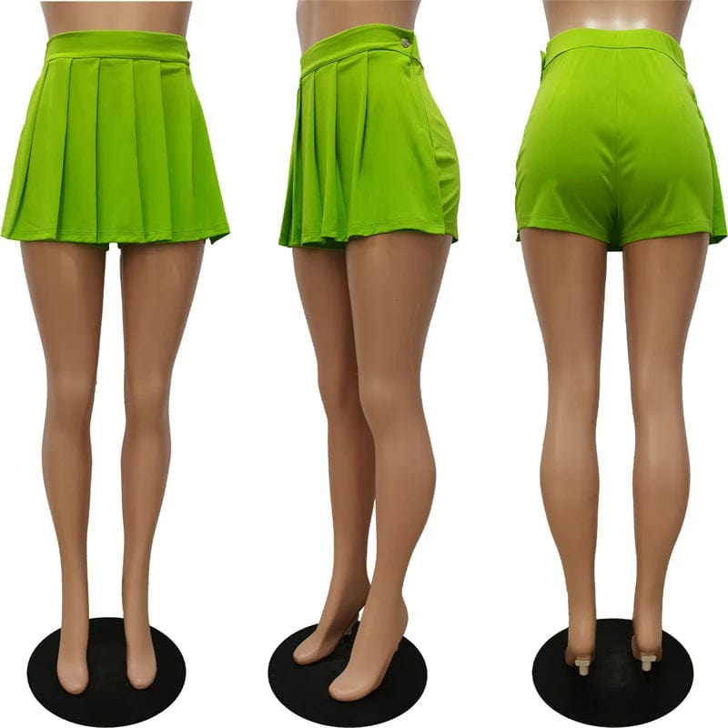 summer 2024 new arrivals fashion elegant women casual solid color gym spirt pleated from skirt shorts for women with shorts