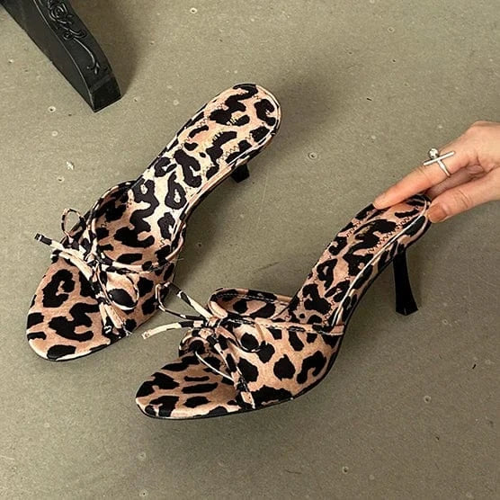 Summer 2024 new fashion European and American style all-match thin heel sandals bow mesh elegant high heel sandals for women