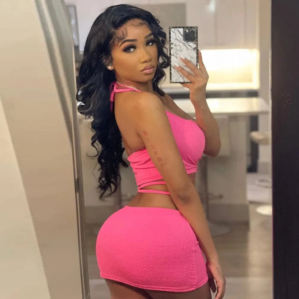 Summer 2024 woman clothing 2 set mini skort and top cord set women