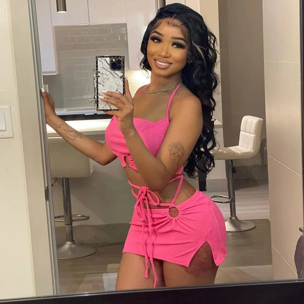 Summer 2024 woman clothing 2 set mini skort and top cord set women