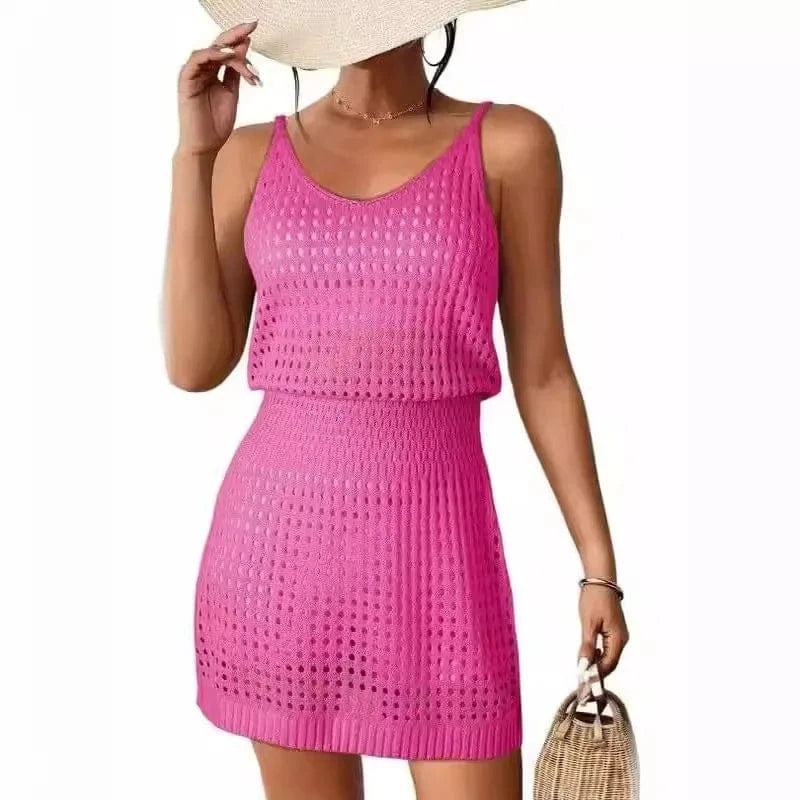 Summer Crochet Hollow Out Knit Beach Bathing Suit Swim Cover Ups Cruise Outfits Vacation Dresses For Women 2024 vest skirt