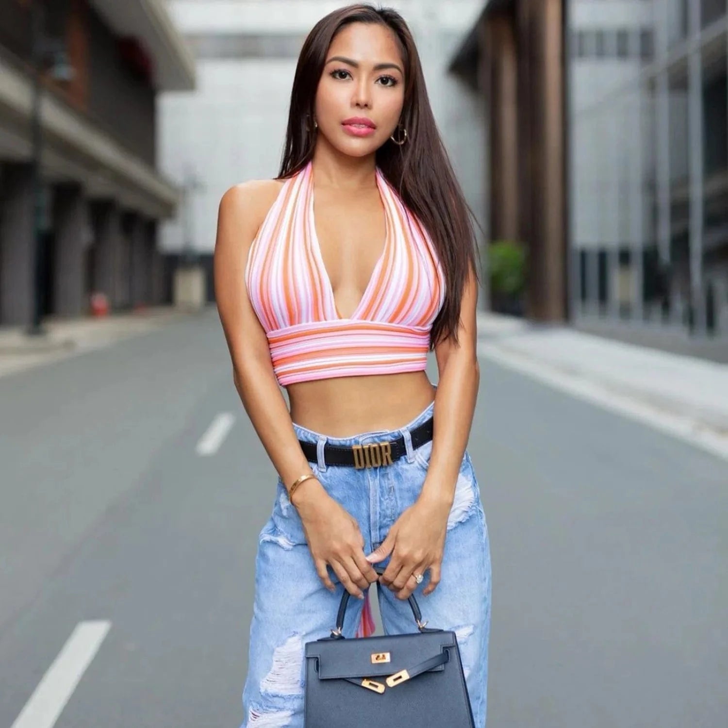 Summer Cropped length women's tank tops Backless Casual Sleeveless Halterneck Stripe Tops Women Sexy Crop Tank top