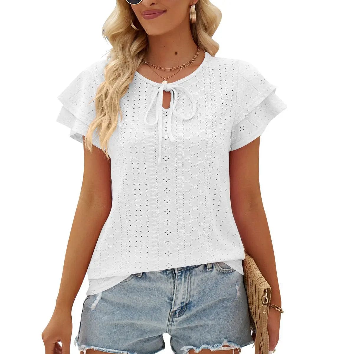 Summer Elegant Blouses Women 2024 New Fashion O Neck Short Sleeve Office Work Lady Shirt Casual Ladies Blouses