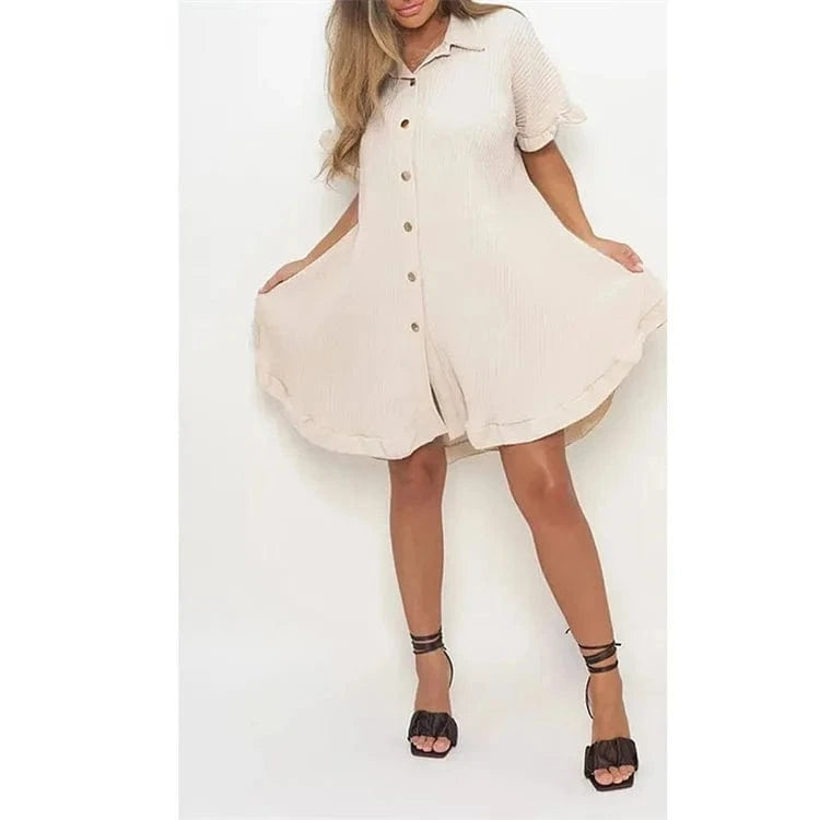 Summer fall 2024 solid color shirt skirt ruffled sleeves irregular shirt causal dress