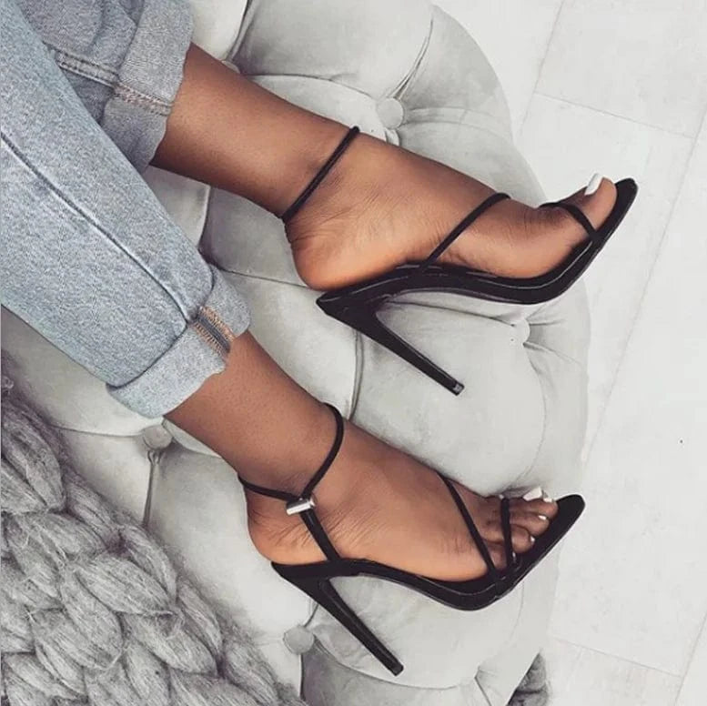 Summer fluorescent color pointed toe stiletto sandals plus size women's high heels