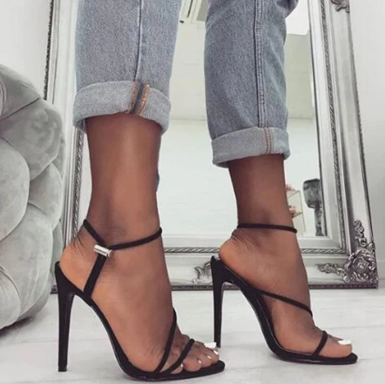 Summer fluorescent color pointed toe stiletto sandals plus size women's high heels