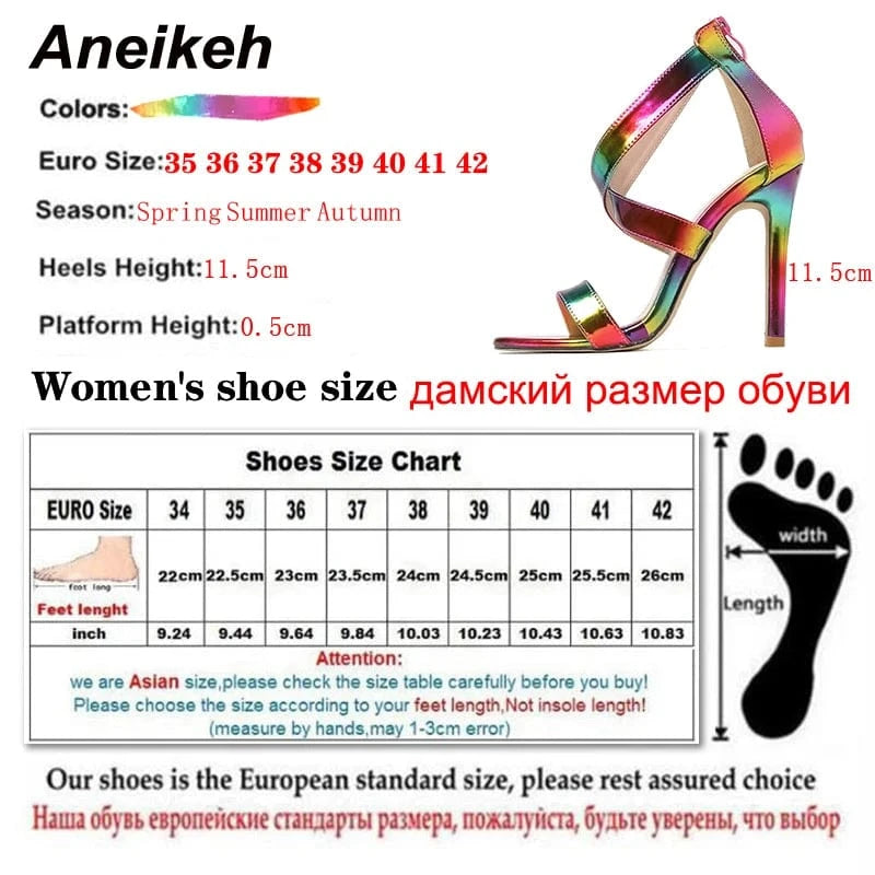 Summer Gladiator 2023 Open Toe Ankle Zippers Fashion Colored PU Thin High Heel Sandals Party Dress Wedding 35-42 Women Shoes