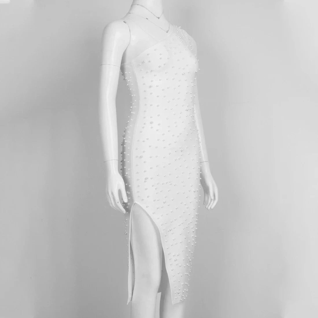 Summer Ladies Black Single Shoulder Beaded Sexy Open Thin vestido cortos Bandage Dress