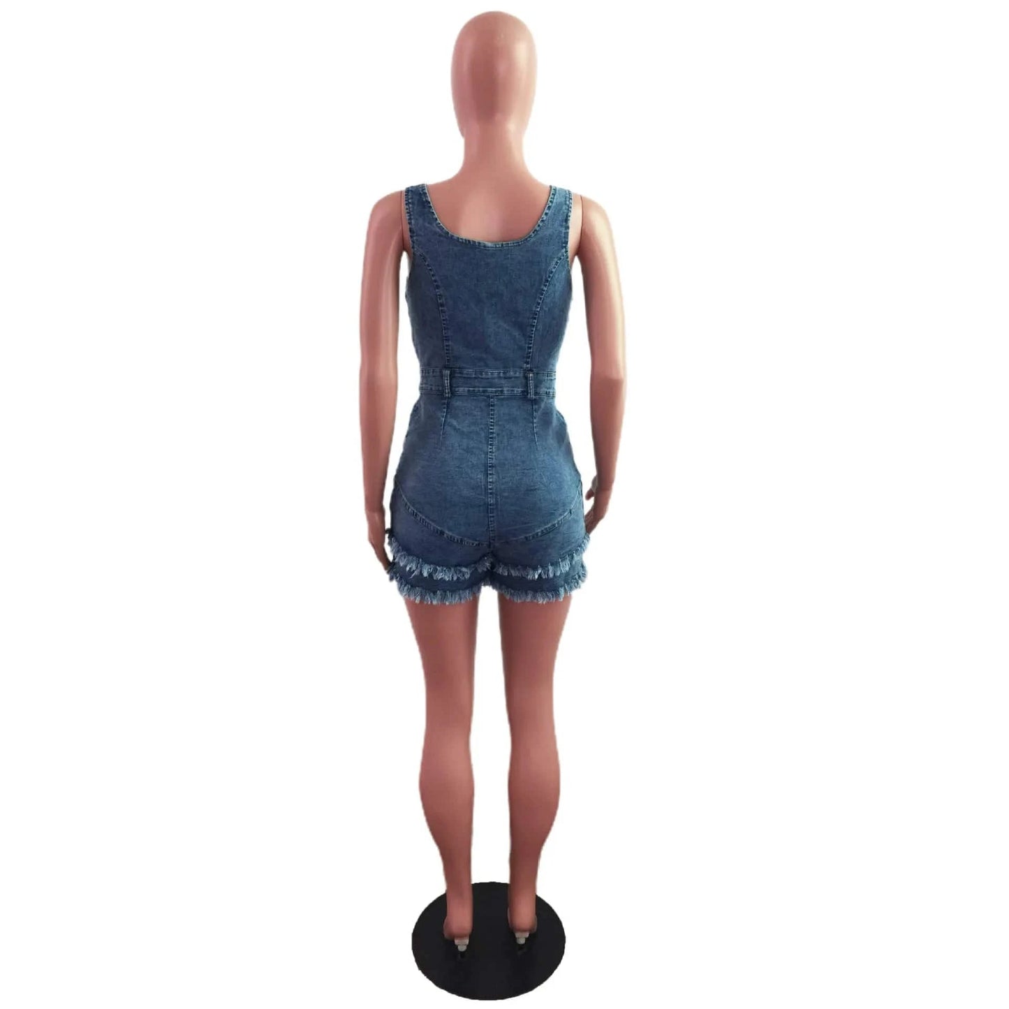 Summer Ladies Jean Short Jumpsuit Trendy Sleeveless Girls Halter Jeans Rompers Sexy Bodycon One Piece Denim Jumpsuit Women