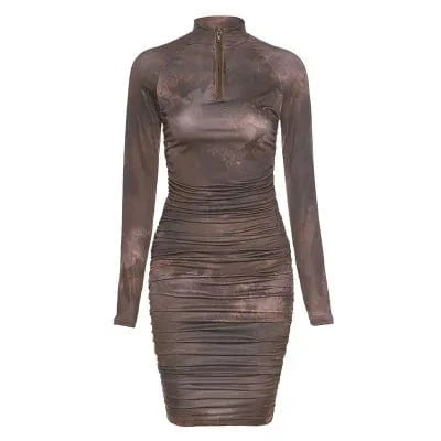 Summer new style women's sexy dresses round neck long sleeve dresses printed dress for women